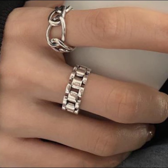 ⛓Insta ring hollow chain ring sterling silver ring - Picture 3 of 4